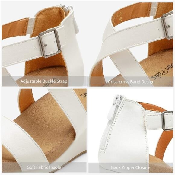 DREAM PAIRS Women's Open Toe Buckle Ankle Strap Summer Platform Wedge Sandals - Picture 3 of 7